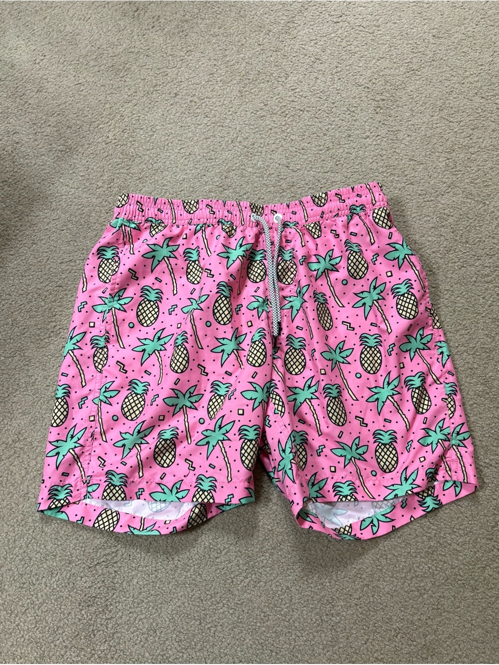 Men's Pink Pineapple Print Swim Trunks NWOT
